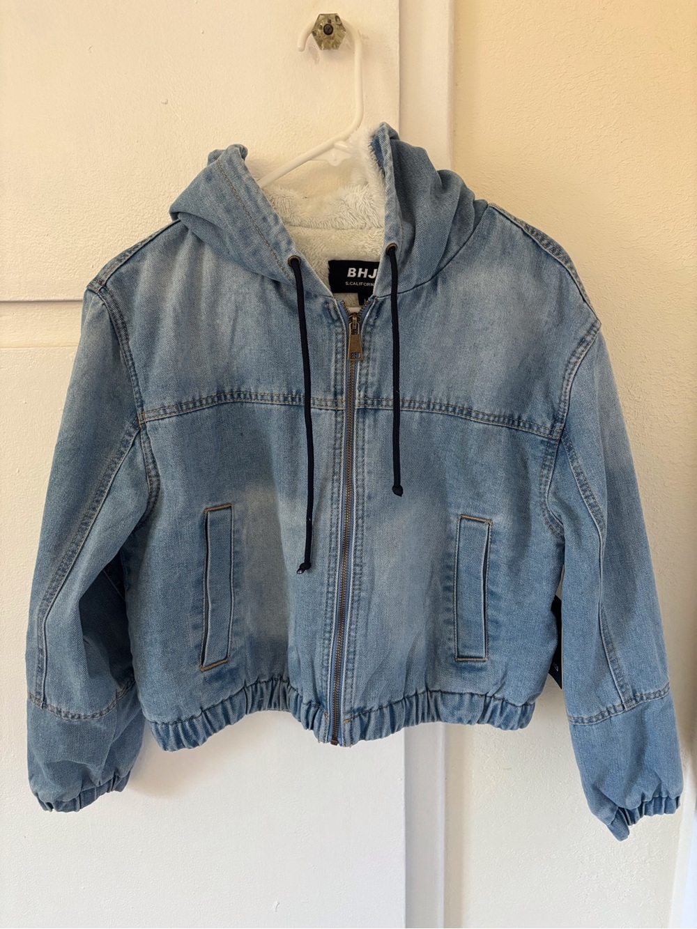 Light Blue Denim Hooded Jacket for Women